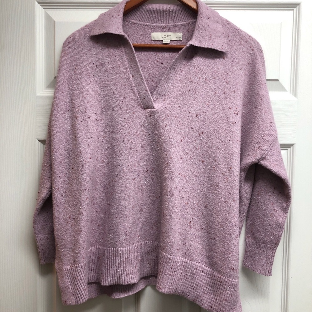 LOFT Lavender XXSP and Knit Polo-Style Sweater Petites